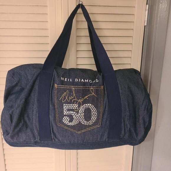 Neil Diamond 50th Anniversary 2017 Duffel Duffle Bag Denim Rhinestone Diamond - Picture 1 of 4